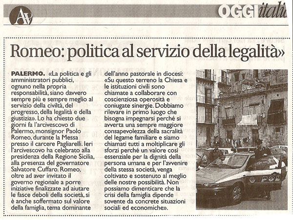 Romeo: politica al servizio della legalità