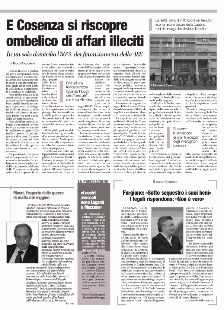Caso 488 Cosenza