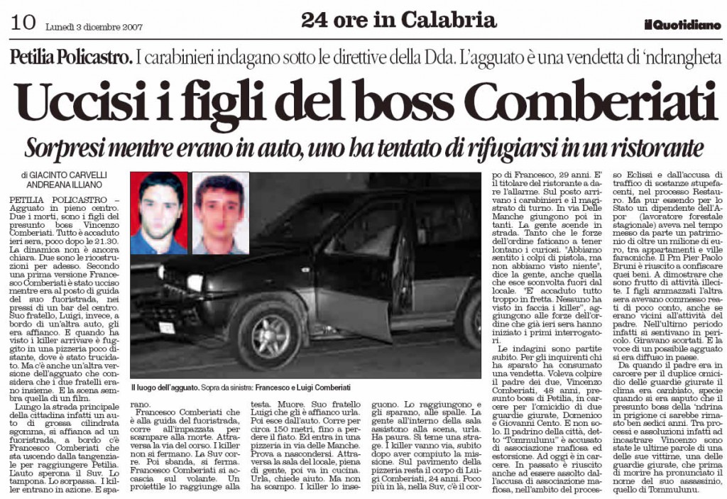 Uccisi figli del Boss