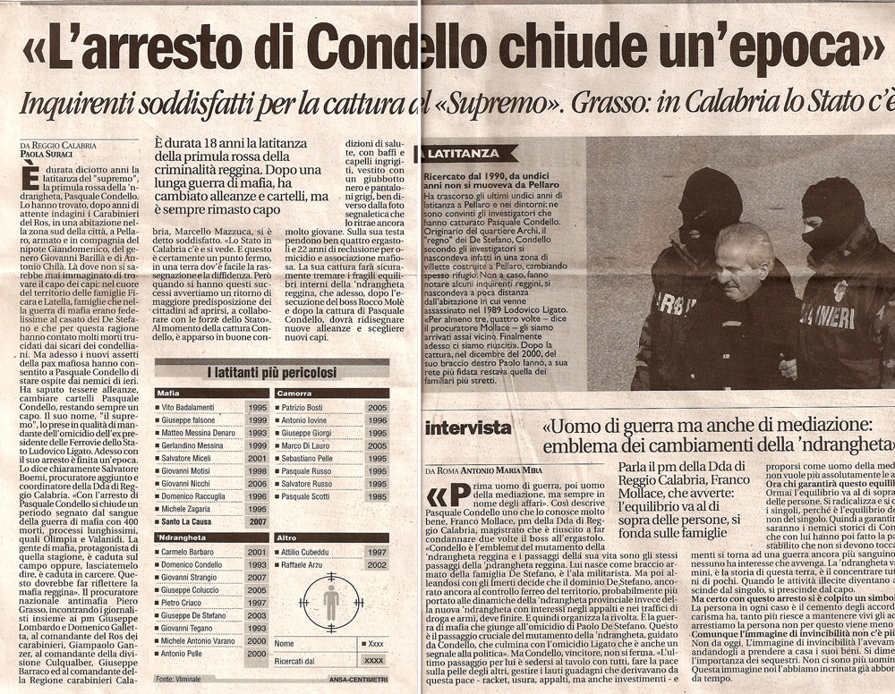 «L'arresto di Condello chiude un'epoca»