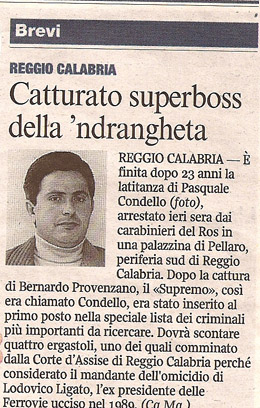 Catturato superboss della 'ndrangheta