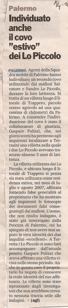 Individuato anche il covo estivo dei Lo Piccolo