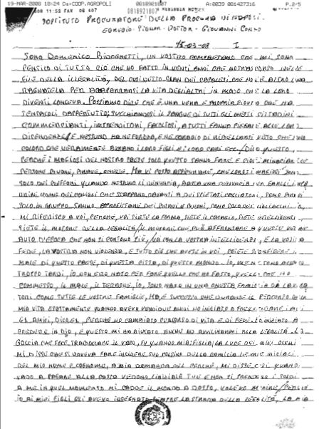 La lettera di Bidognetti