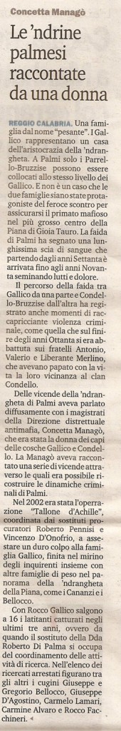 Le 'ndrine palmesi raccontate da una donna