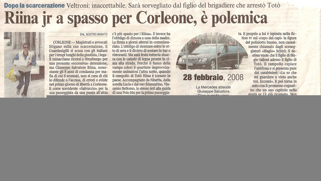 Riina jr a spasso per Corleone, è polemica