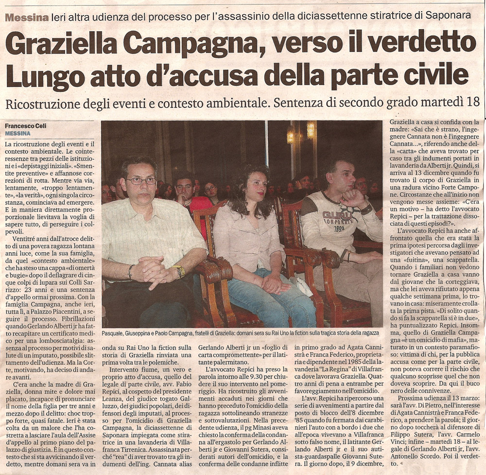 Graziella Campagna, verso il verdetto
