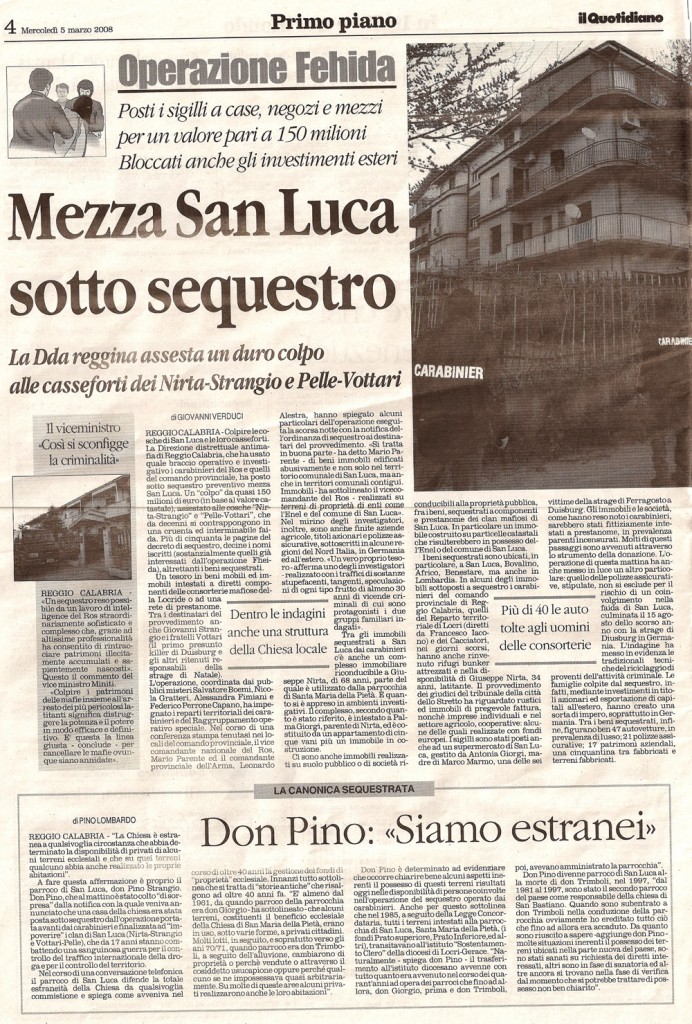 Mezza San Luca sotto sequestro