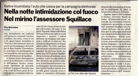 Nella notte intimidazione con il fuoco. Nel mirino l'assessore Squillace
