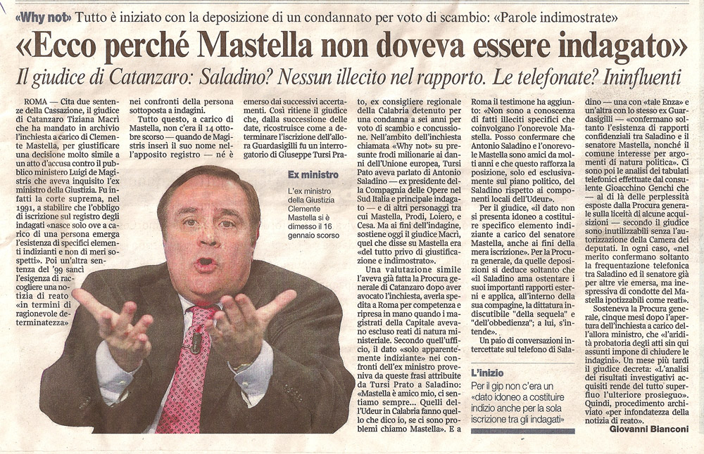 «Ecco perchè Mastella non doveva essere indagato»