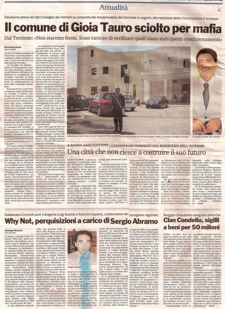 Il comune di Gioia Tauro sciolto per mafia