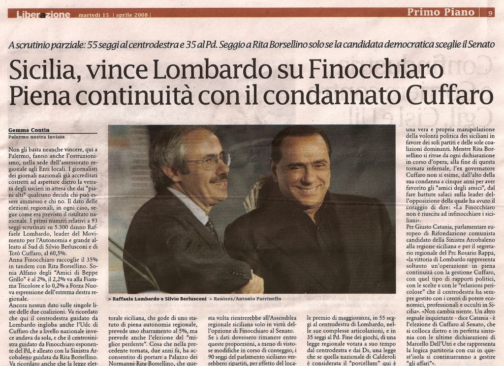 Sicilia, vince Lombardo su Finocchiaro