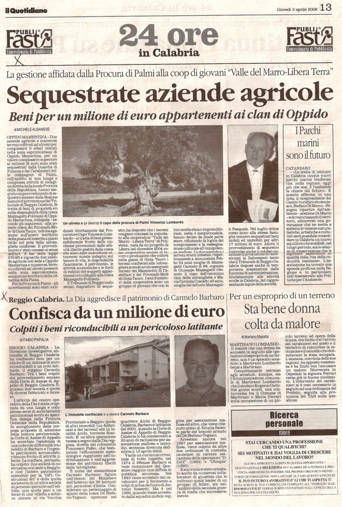 Sequestrate aziende agricole