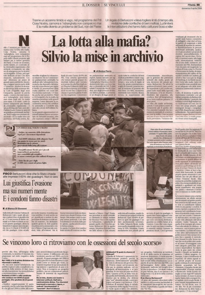 La lotta alla mafia? Silvio la mise in archivio