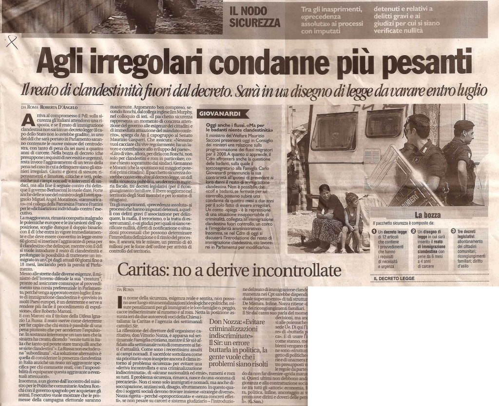 Agli irregolari condanne più pesanti