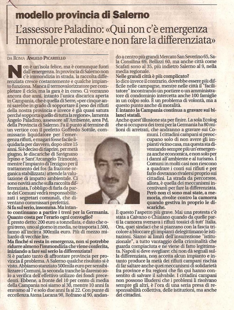 Qui non c'è emergenza, immorale protestare e non fare la differenziata
