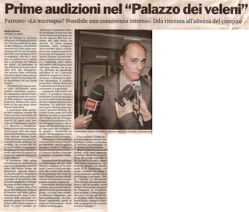 Prime audizioni nel "Palazzo dei veleni"