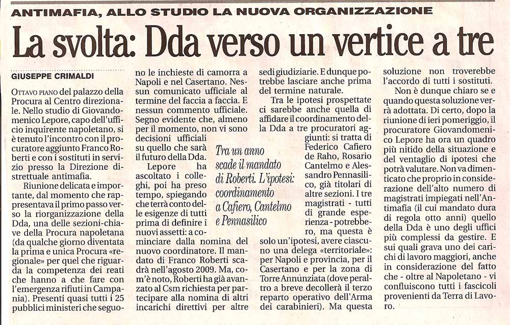 La svolta Dda: verso un vertice a tre