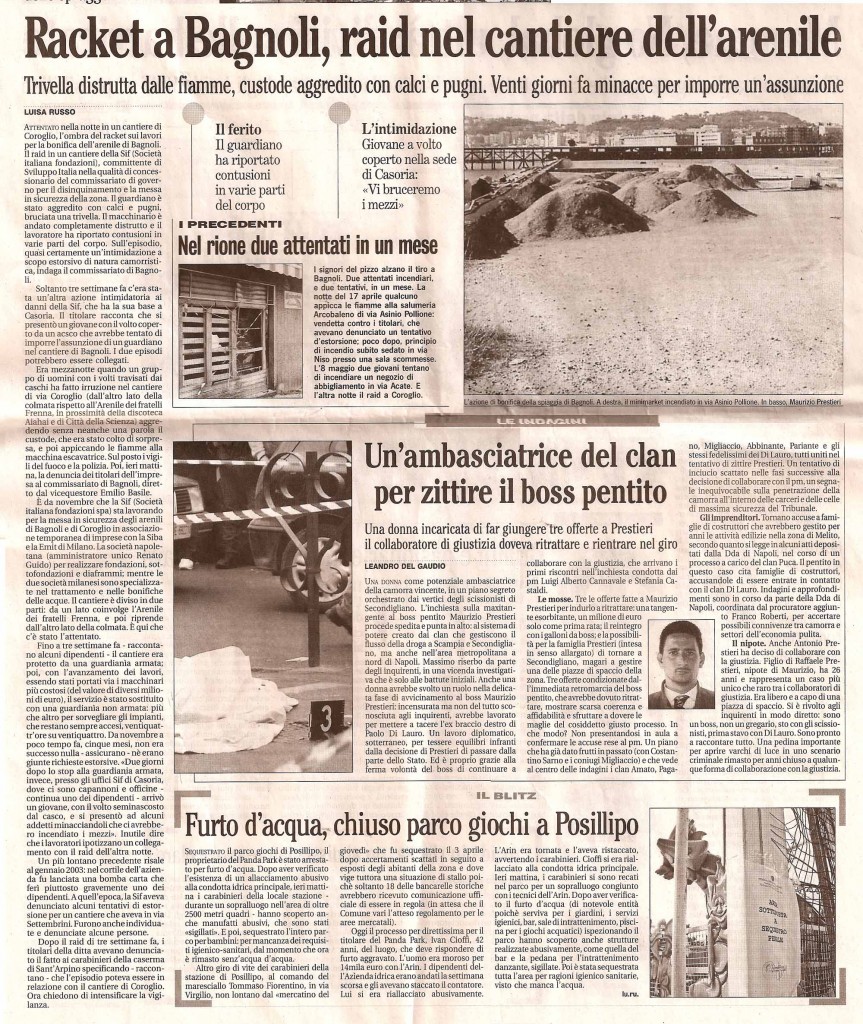Racket a Bagnoli, raid nel cantiere dell'Arenile