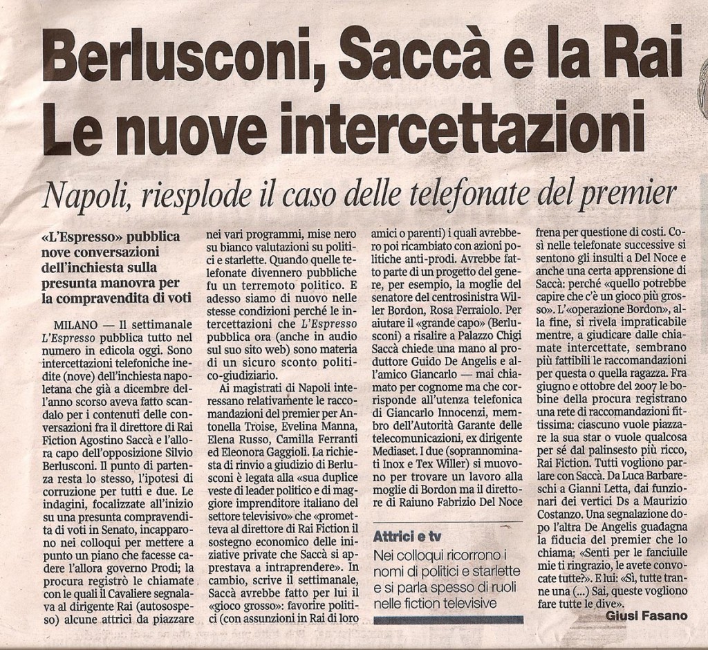 Berlusconi, Saccà e la Rai. Le nuove intercettazioni