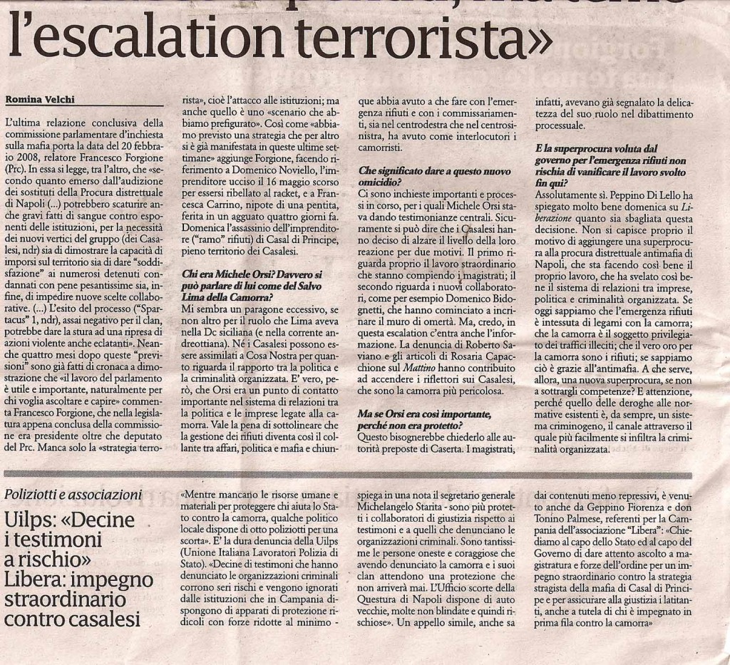 «Attacco ai pentiti ma temo l'escalation terrorista»