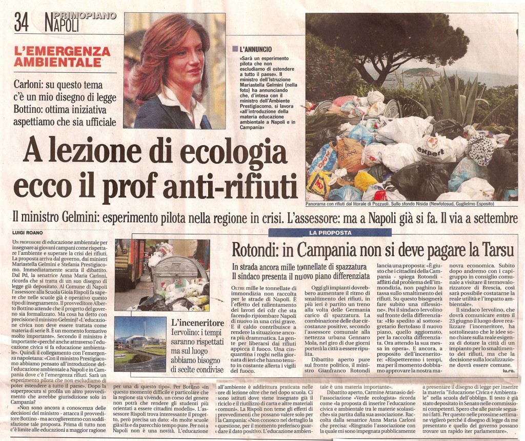 A lezione di ecologia ecco il prof anti rifiuti