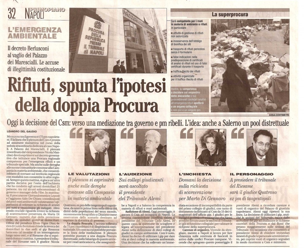 Rifiuti, spunta l'ipotesi della doppia procura
