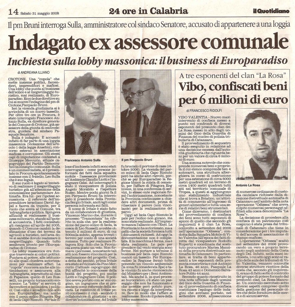 Indagato ex assessore comunale