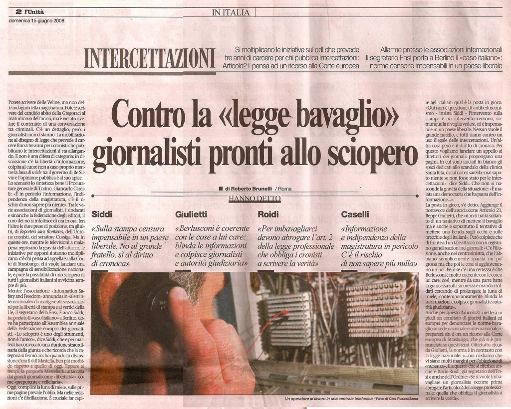 Contro la «legge bavaglio» giornalisti pronti allo sciopero