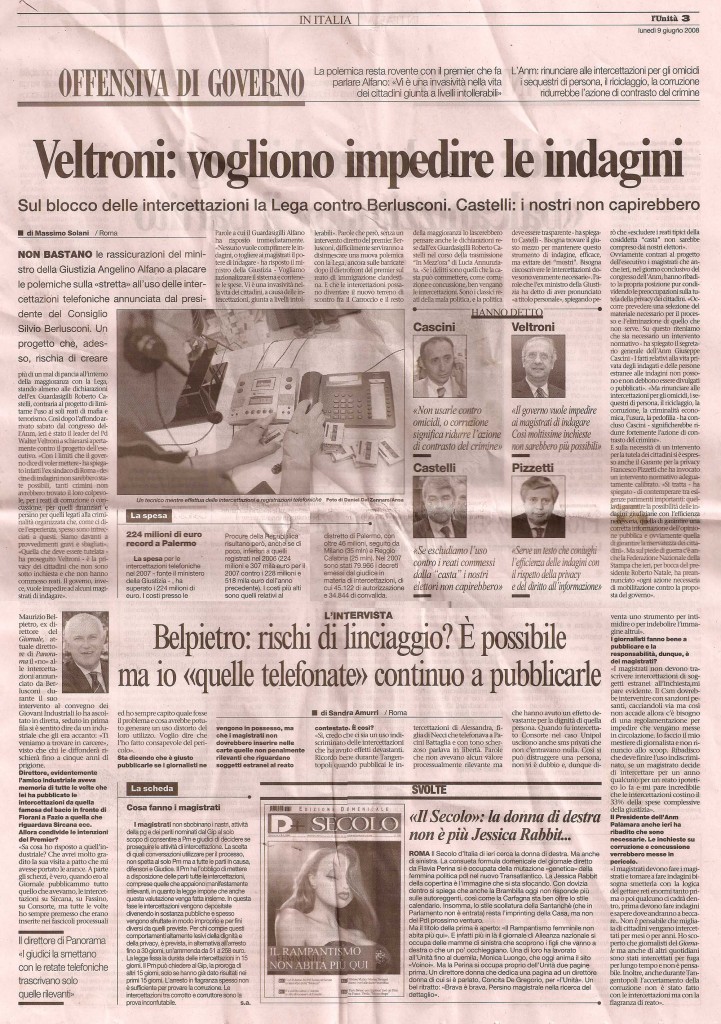 Veltroni: vogliono impedire le indagini