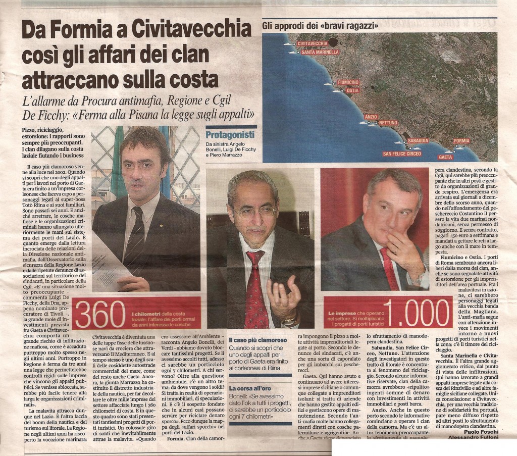 Da Formia a Civitavecchia così gli affari dei clan attraccano sulla costa