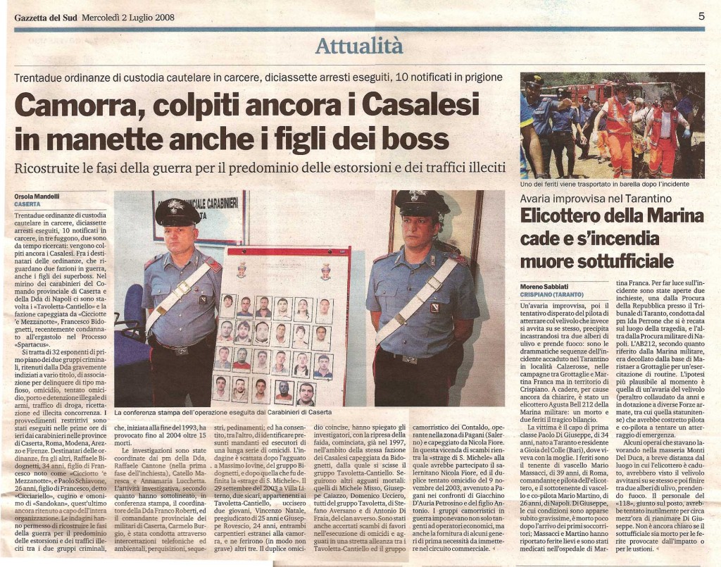 Camorra colpiti ancora i casalesi In manette anche i figli dei boss