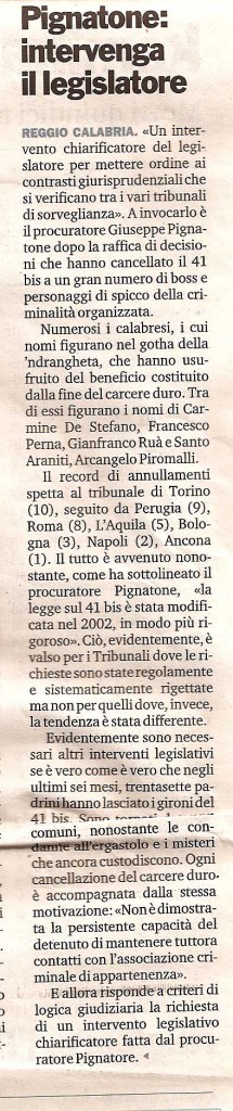 Pignatone: intervenga il legislatore
