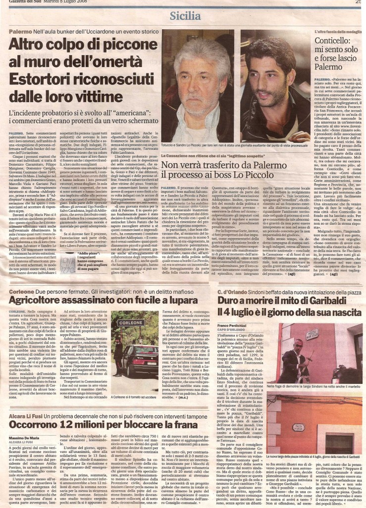 Altro colpo di piccone al muro dell'omertà