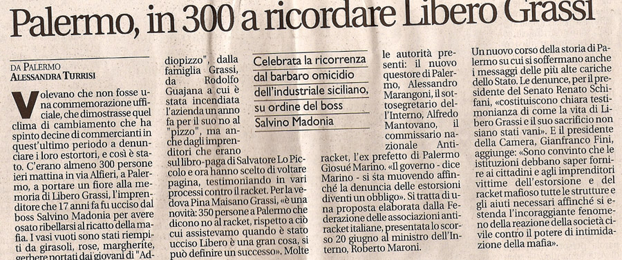 Palermo, in 300 a ricordare Libero Grassi