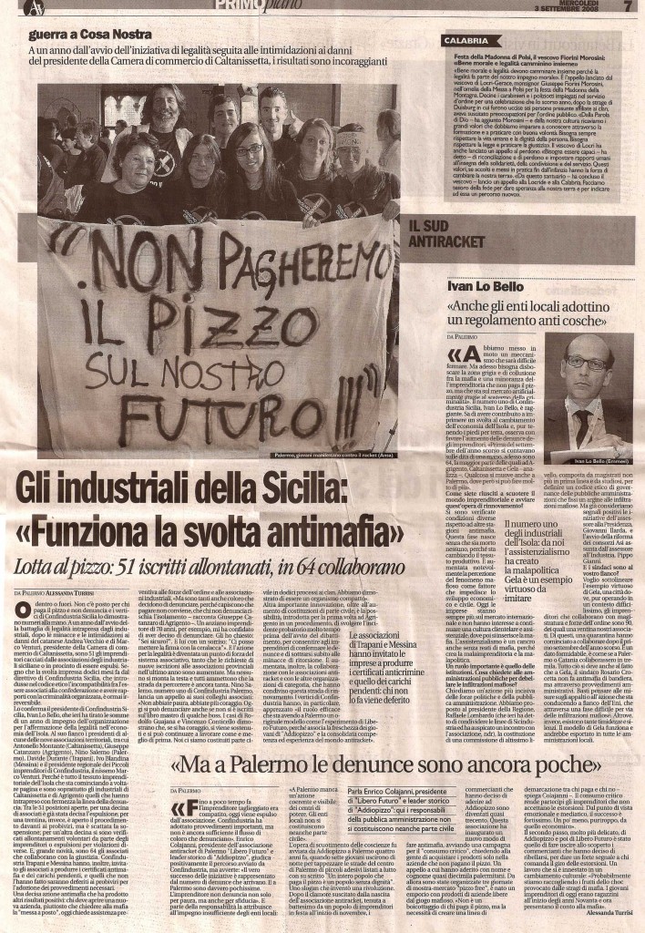 Gli industriali della Sicilia: “Funziona la svolta antimafia”