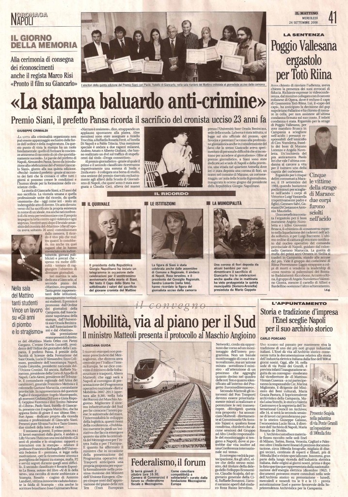 "La stampa baluardo anti crimine"