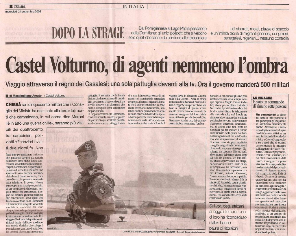 Castelvolturno, di agenti nemmeno l'ombra