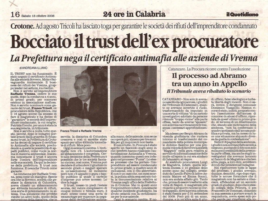 Bocciato il trust dell'ex procuratore