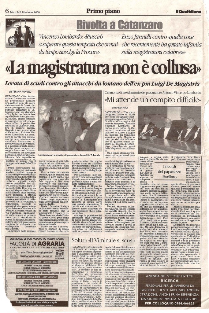 "La magistratura non è collusa"