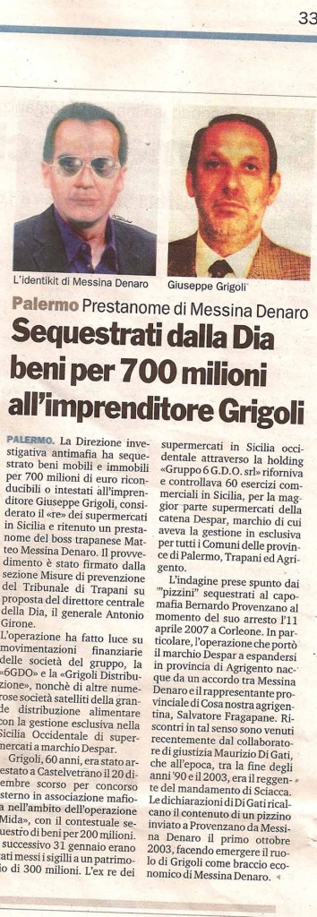 Sequestrati dalla Dia beni per 700 milioni all'imprenditore Grigoli