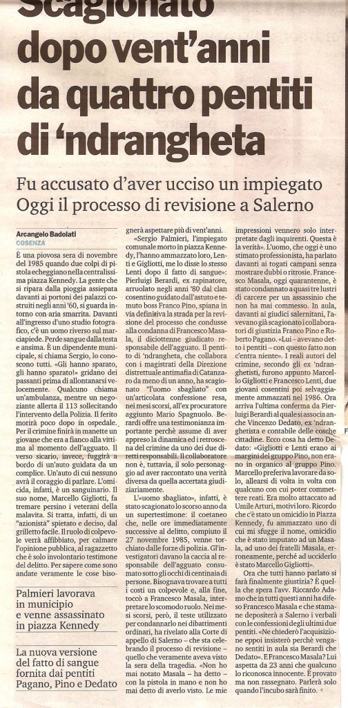 Scagionato dopo vent'anni da quattro pentiti di 'ndrangheta