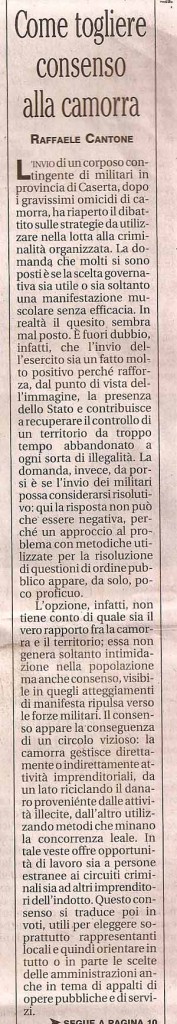 Come togliere consenso alla camorra