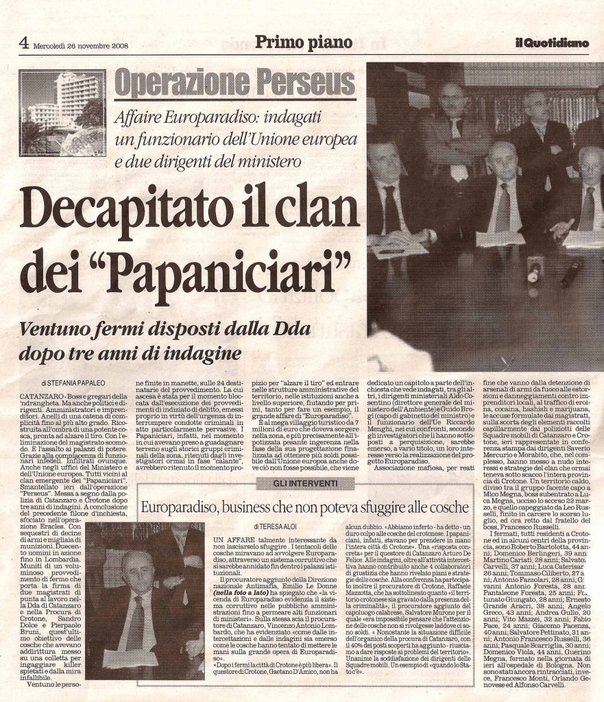 Decapitato il clan dei "Papanicari"