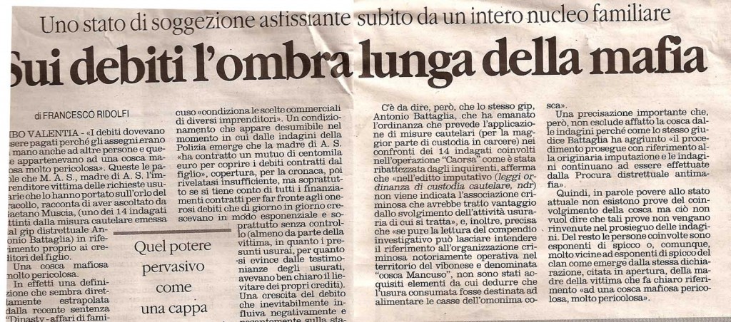Sui debiti l'ombra lunga della mafia