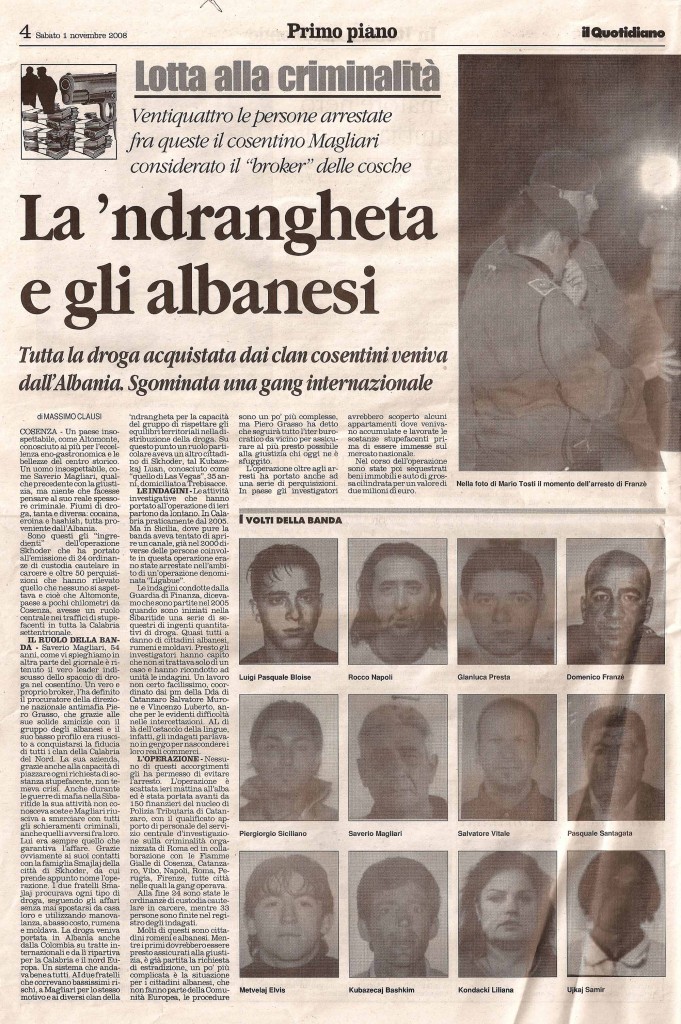 La 'ndrangheta e gli albanesi