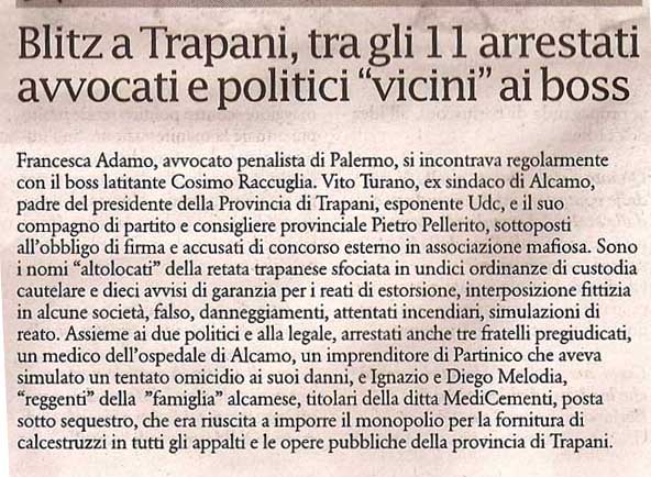 Blitz a Trapani, tra gli 11 arrestati avvocati e politici "vicini" ai boss