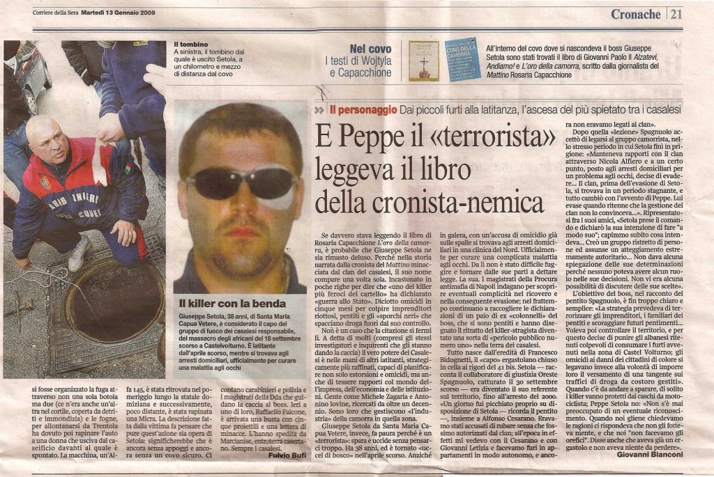 E Peppe il “terrorista” leggeva il libro della cronista-nemica