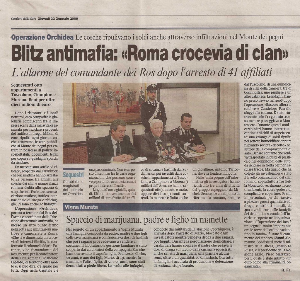 Blitz antimafia "Roma crocevia dei clan"