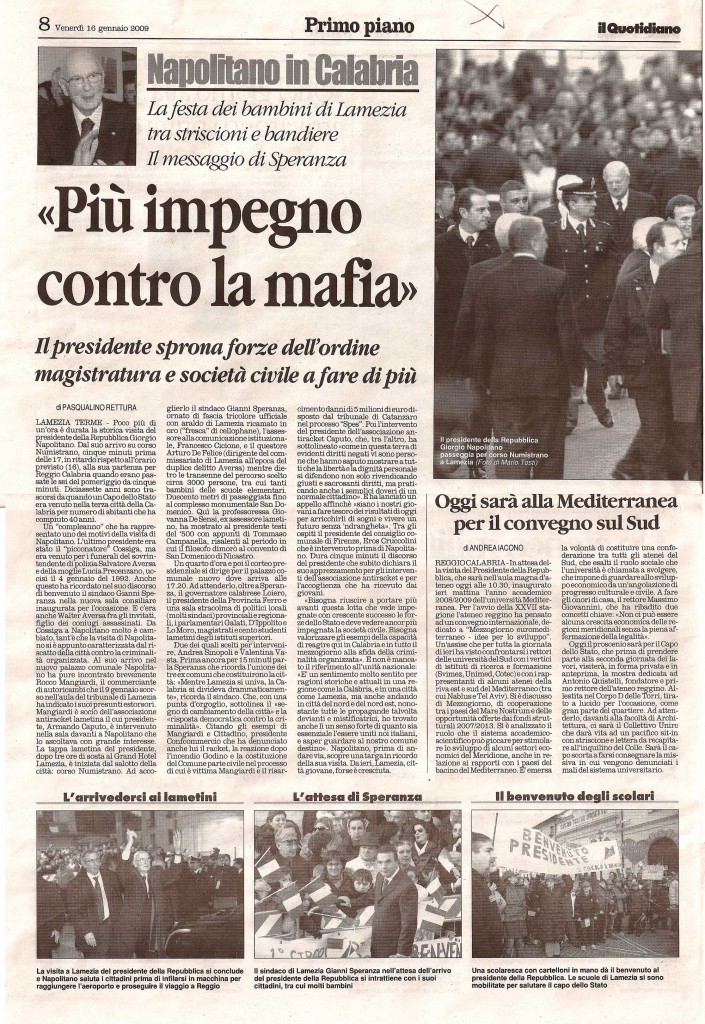 "Più impegno contro la mafia"