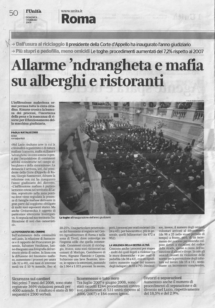 Allarme 'ndrangheta e mafia su alberghi e ristoranti